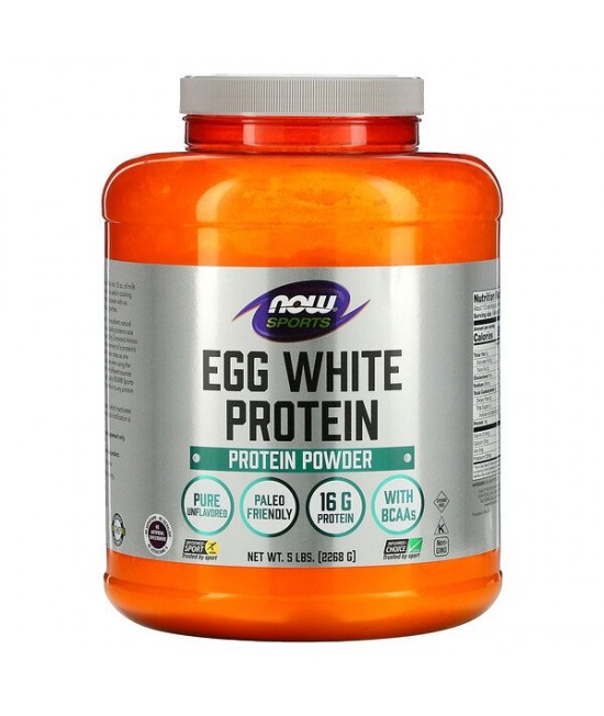 Now Foods, Sports, Egg White Protein Powder, Unflavored, 5 lbs (2,268 g)