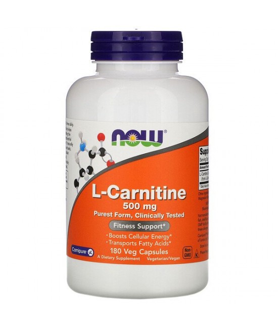 Now Foods, L-Carnitine, 500 mg, 180 Veg Capsules