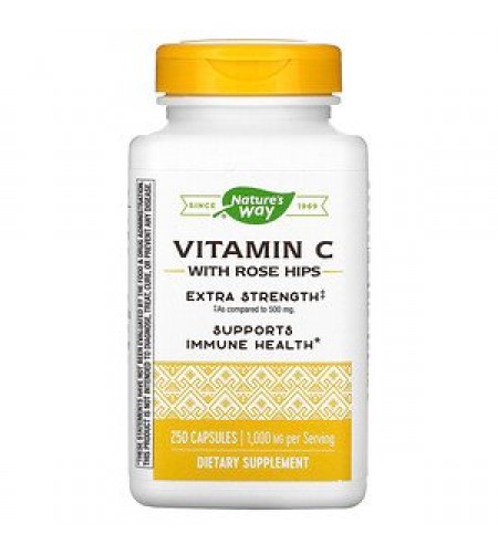 Nature's Way, Vitamin C with Rose Hips, Extra Strength, 1,000 mg, 250 Capsules