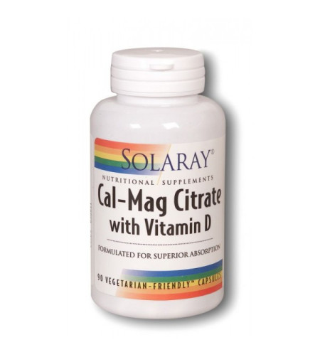 Solaray Calcium-Magnesium Citrate 2:1 with Vitamin D, 90 Vcapsules