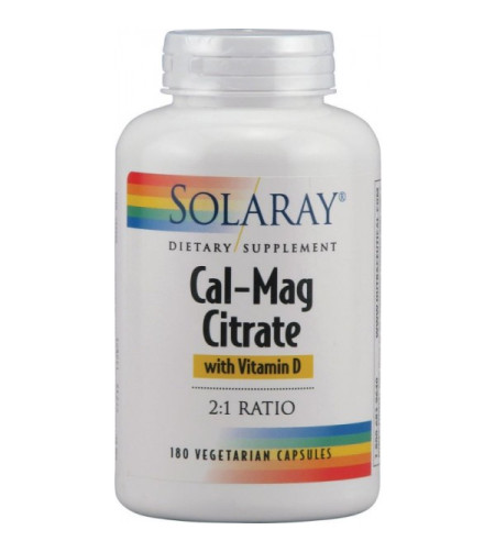 Solaray Cal Mag Citrate, 180 Capsules