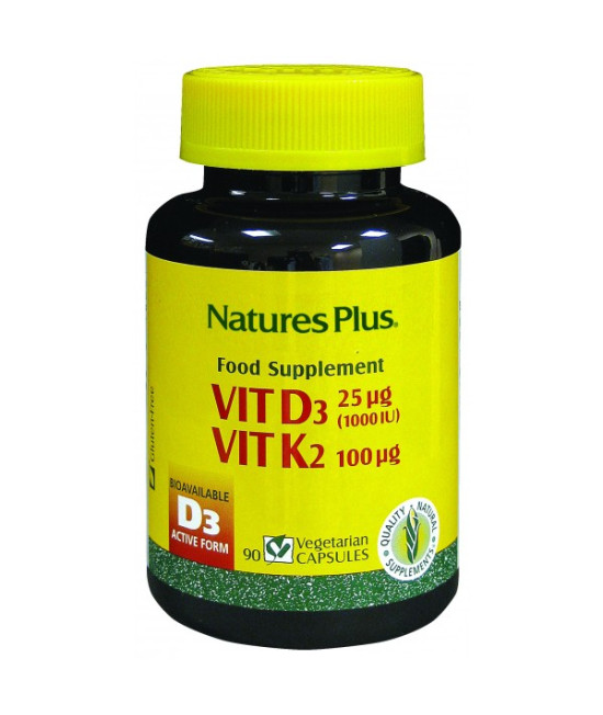 Nature's Plus Vitamin D3 with Vitamin K2 , 90 Vcapsules