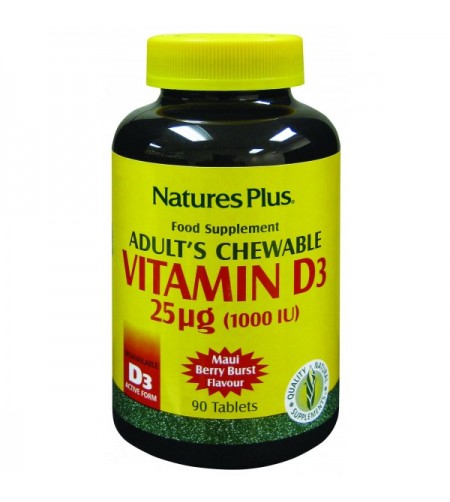 Nature's Plus Adults Vitamin D3, 1000iu, 90 Chewables